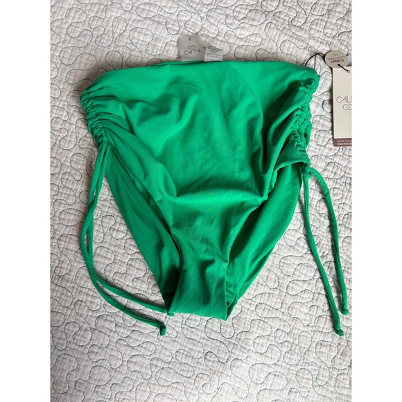 Calia Other - Calia Womens Ruched Side Tie High Rise Bikini Bottom Green Glow Small